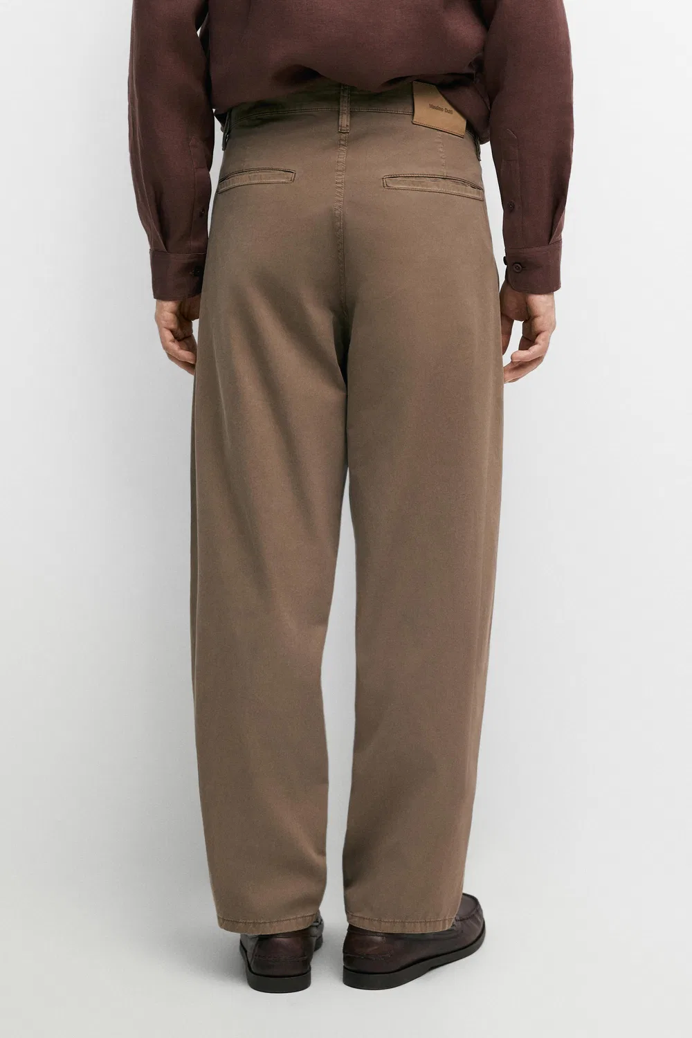 Брюки Massimo Dutti Barrel Fit Poplin Denim-Effect, охра — фото 4