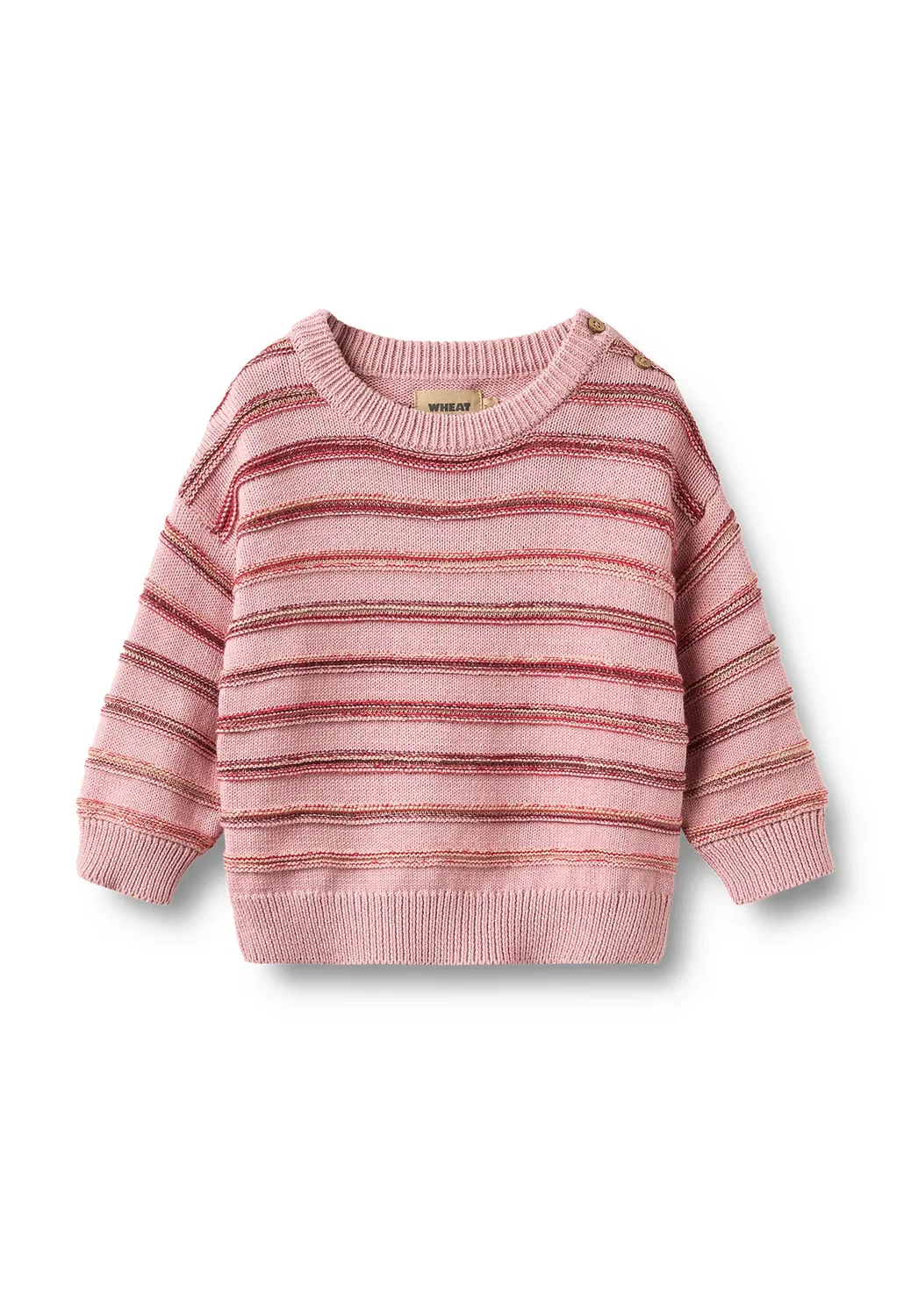 Жаккардовый пуловер Harlow унисекс - джемпер Wheat, Berry Cream Stripe