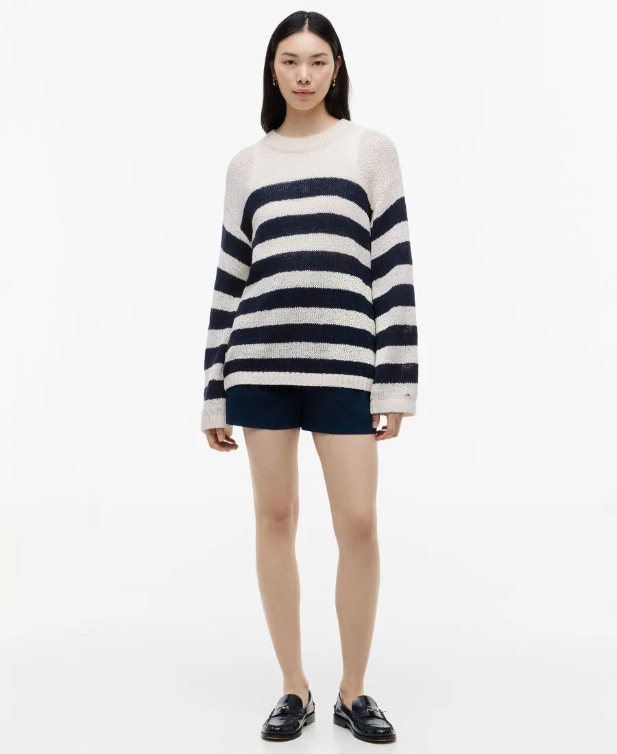 Свитер из хлопка с принтом Tommy Hilfiger, Wide Stripe Ivory Petal/ Dark Night Navy — фото 2