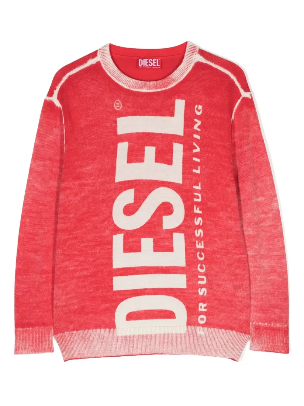 Шерстяной джемпер с логотипом Diesel Kids, красный