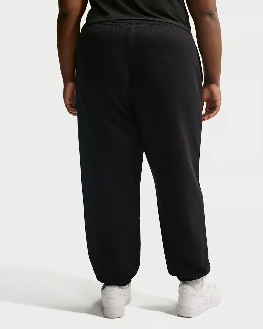 Женские брюки оверсайз с высокой посадкой и манжетами Nike Studio Fleece Medium Weight, Total Black/Sail — фото 3
