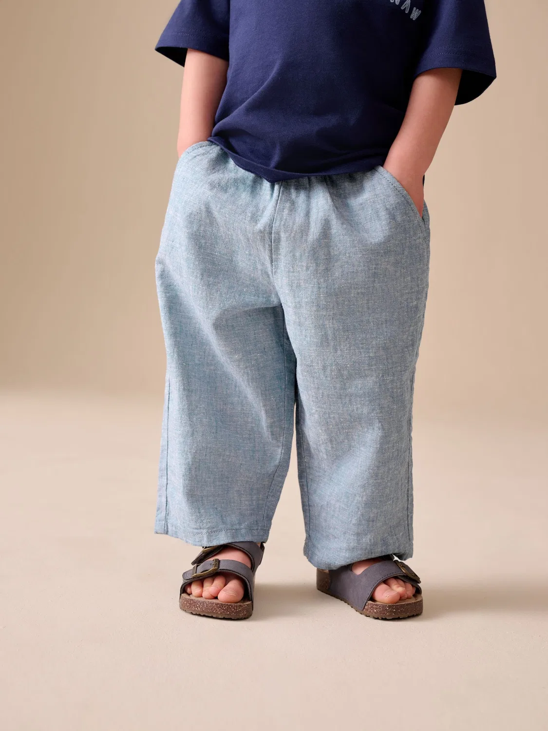 Брюки свободного кроя из льняной смеси, Chambray Blue Next — фото 2