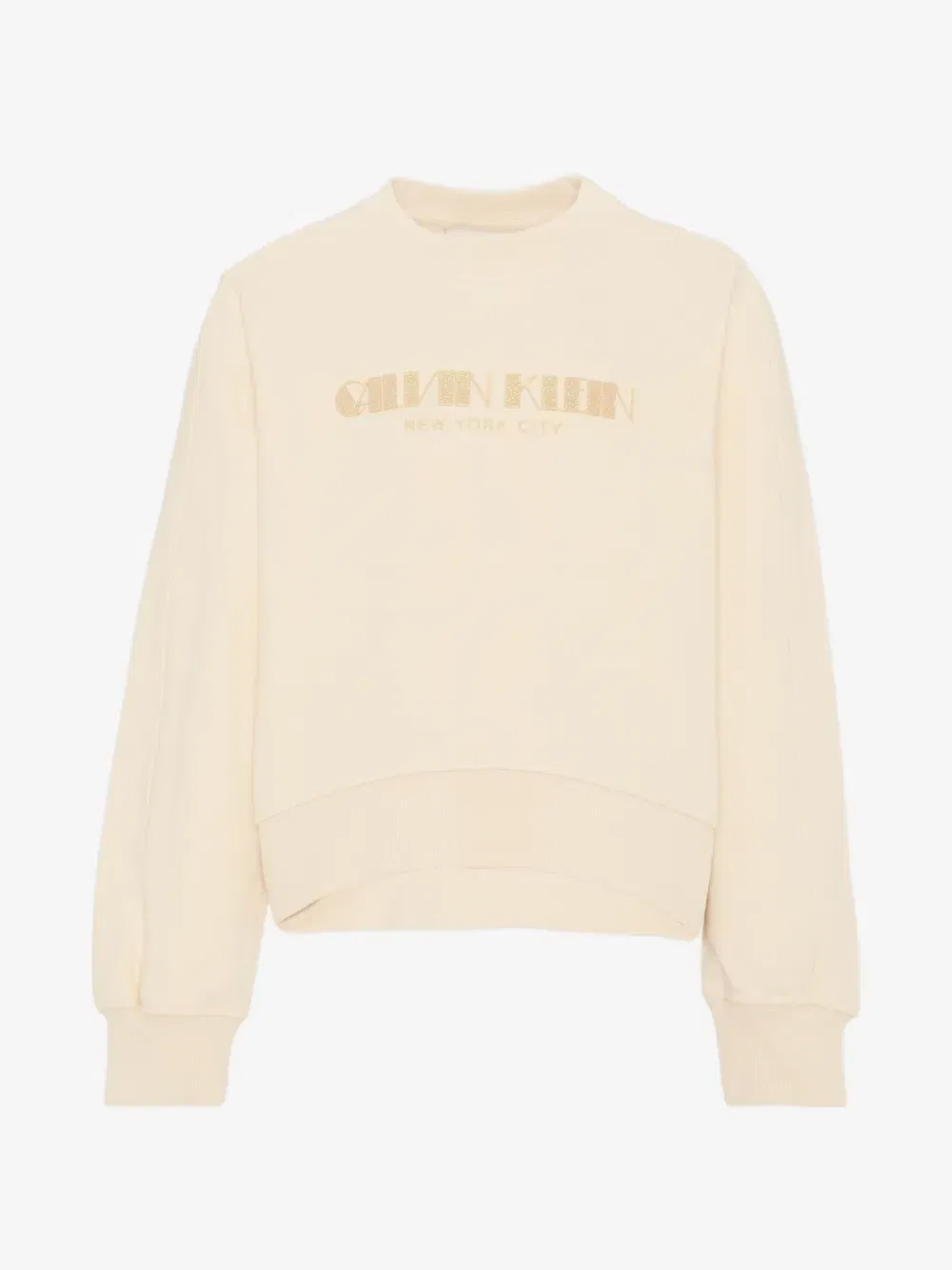 Свитшот с логотипом из блесток Calvin Klein Kids, бежевый