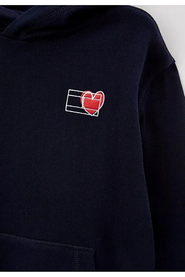 Детское худи с вышивкой Tommy Hilfiger, Navy Blue — фото 3