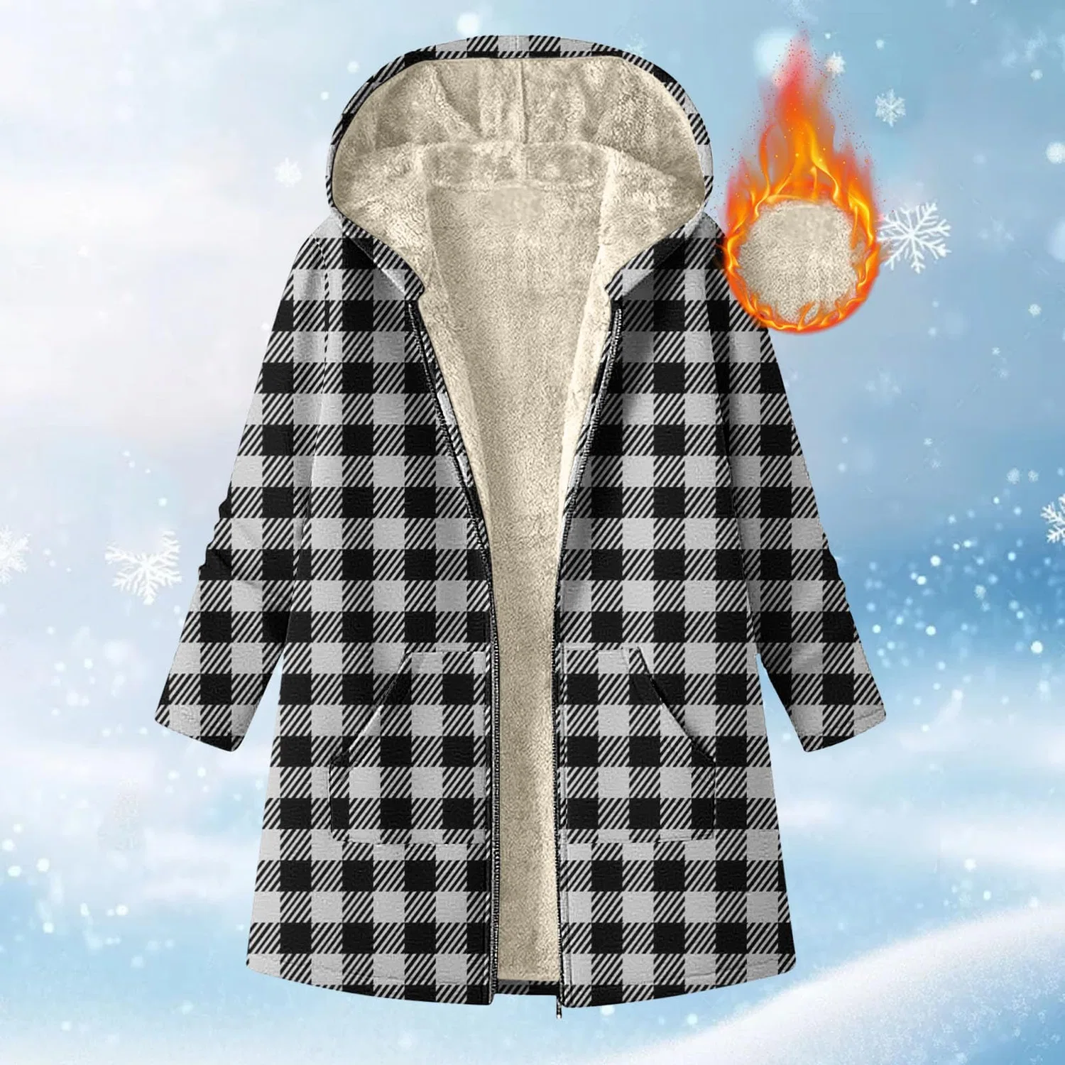 Женская куртка-рубашка с принтом в клетку, модель Plaid, бренд, 03 Grigio — фото 3