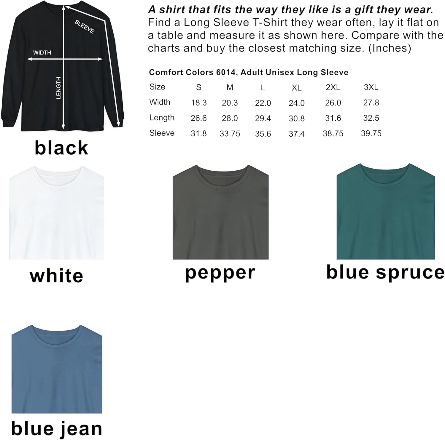 Женская футболка с длинным рукавом с принтом I Bring A Leaf Blower When I Golf Comfort Colors, Blue Jean — фото 4