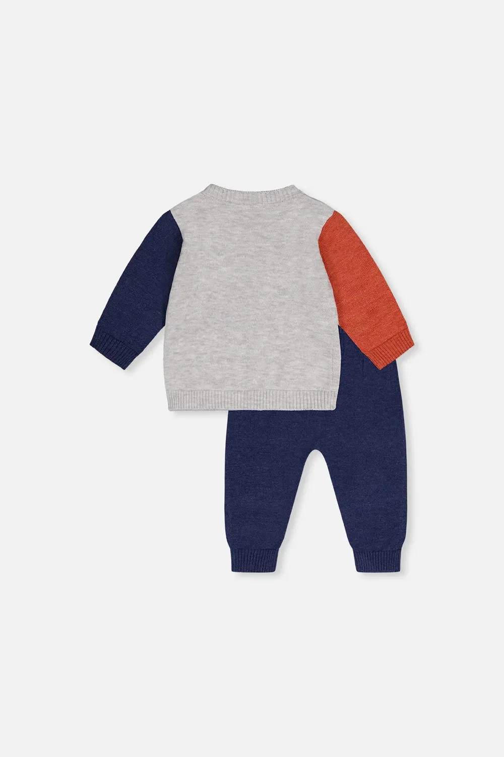 Детский комплект свитера и штанов с машинками Deux par Deux, Blue and Orange — фото 3