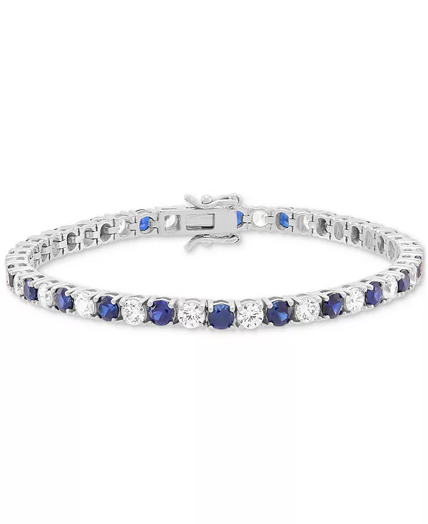 

Теннисный браслет с выращенными в лаборатории изумрудами (4-5/8 карата) и бриллиантами (4-1/2 карата) из 14-каратного золота (также с выращенными в лаборатории рубинами и сапфирами) Grown With Love, sapphire