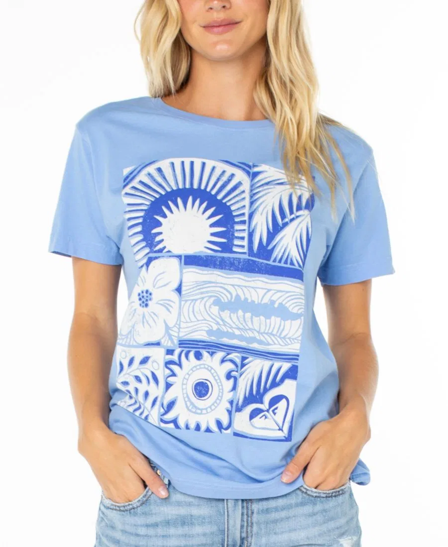 Женская футболка с принтом Beach Things Roxy, Cornflower