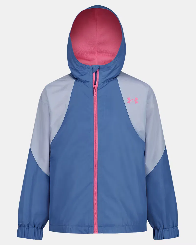 Ветровка детская водоотталкивающая с капюшоном Manataug UnderArmour, Spackle Blue/Pink Frenzy
