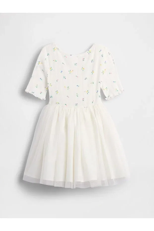 Детское платье для девочек с кружевом Gap, White-001 — фото 3