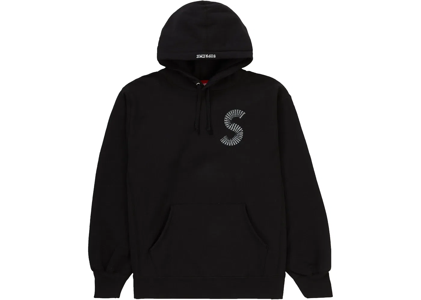 Мужская худи с принтом Supreme S Logo, Черный