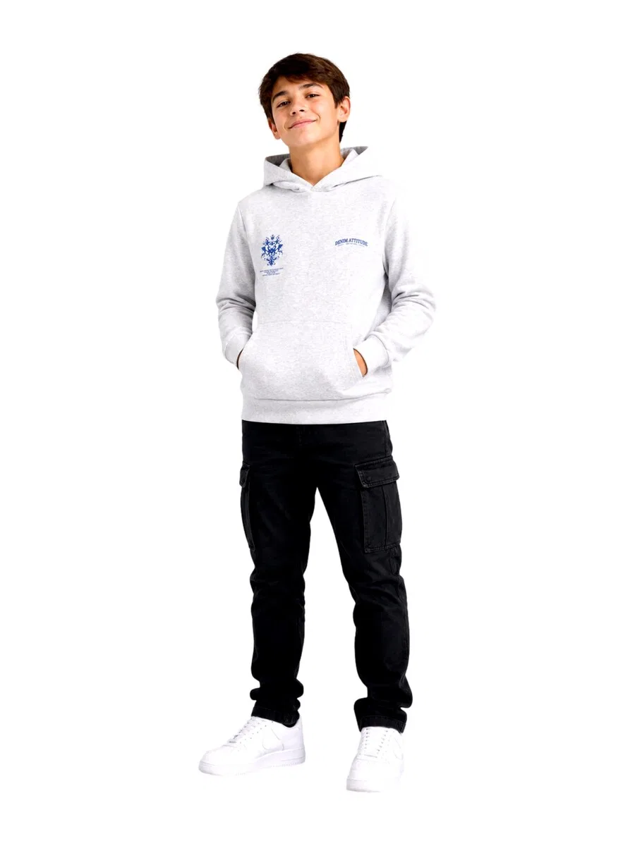Детская толстовка Jack & Jones Junior 'JJTRADITION' в бело-пятнистом цвете — фото 4