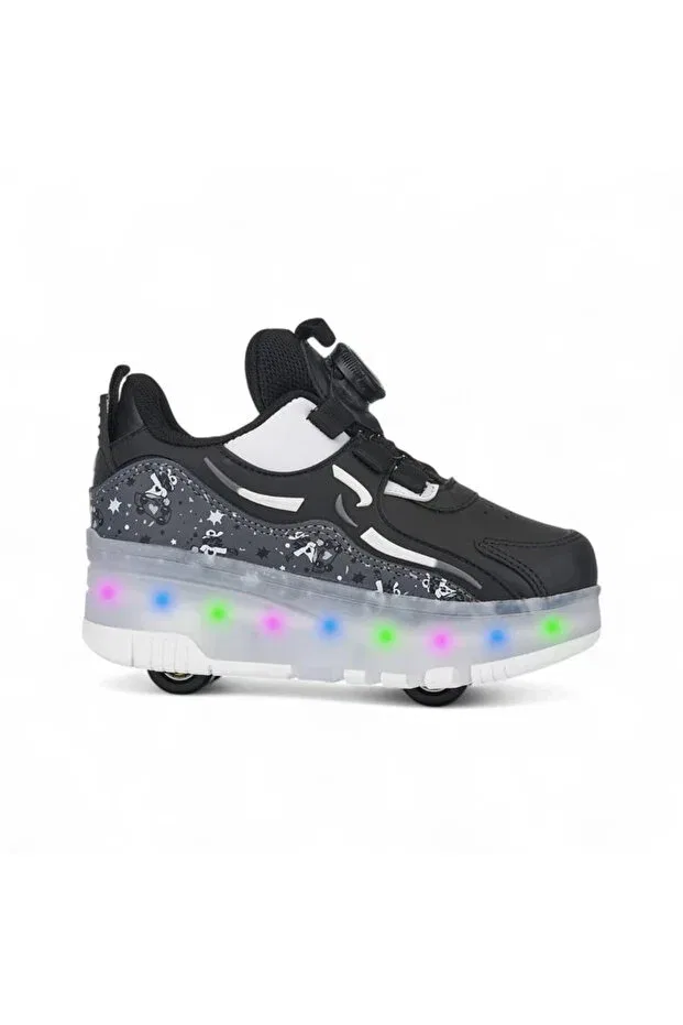 Детские спортивные кроссовки для девочек с ортопедической стелькой Black Lighted Skates Walkway, Черный