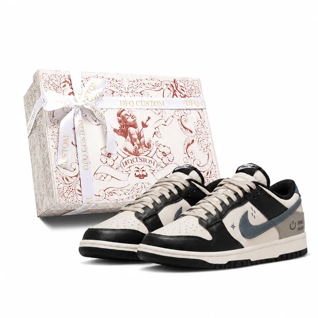 Детские скейтборд-кроссовки Nike Dunk Low Retro Panda White Black, Белый