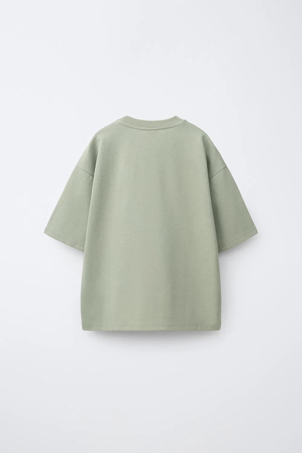 Однотонная футболка из трикотажа ZARA, Taupe Grey — фото 2
