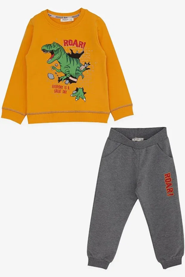 Детский спортивный костюм для мальчиков с принтом Design Breeze, Mustard Yellow