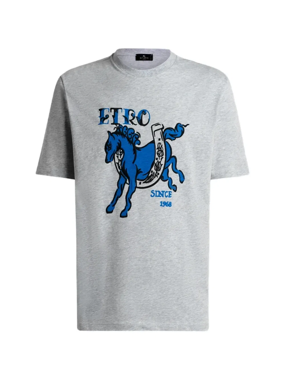 Футболка из хлопкового джерси с принтом Pegaso и логотипом Etro, серый