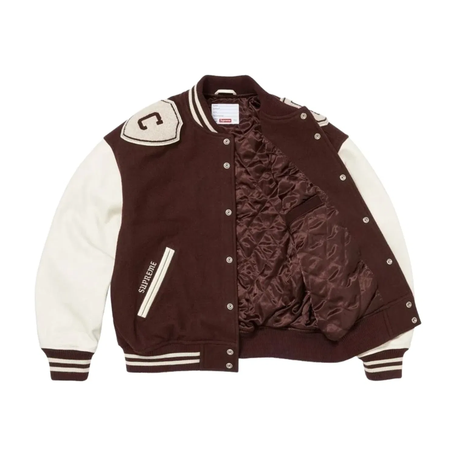 Мужская куртка FW26 Captains Varsity Jacket 'Brown' Supreme, коричневый — фото 2