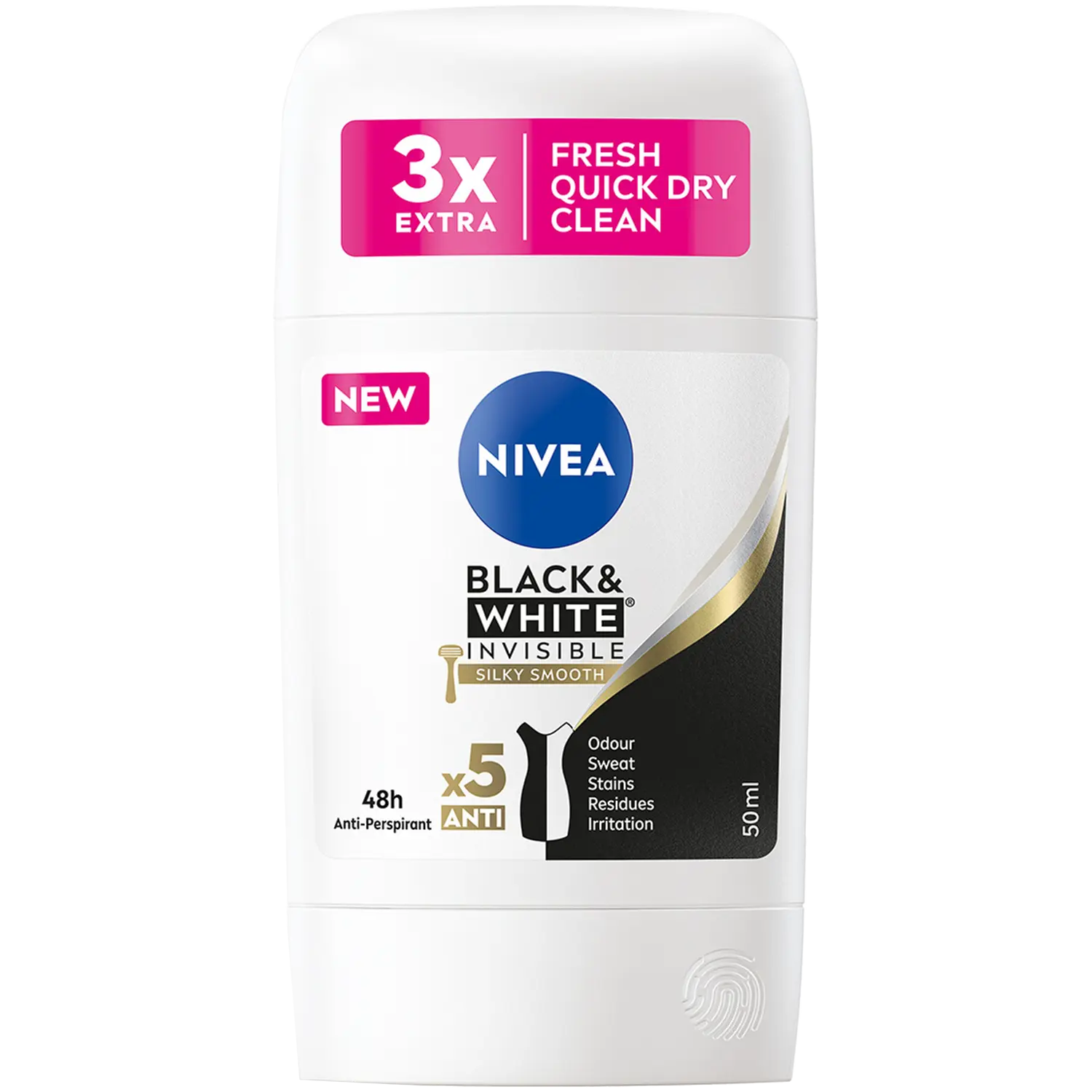 

Nivea Black&White Silky Smooth стик-антиперспирант для женщин, 50 мл