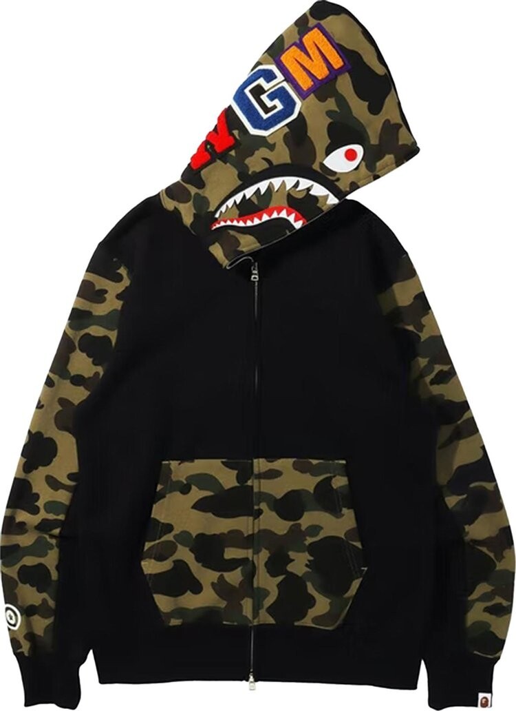 

Худи BAPE 1st Camo Shark Full Zip Hoodie Black, черный