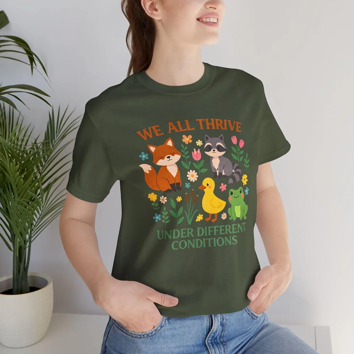 Футболка с принтом Autism Awareness Bell+Canvas, Military Green — фото 2