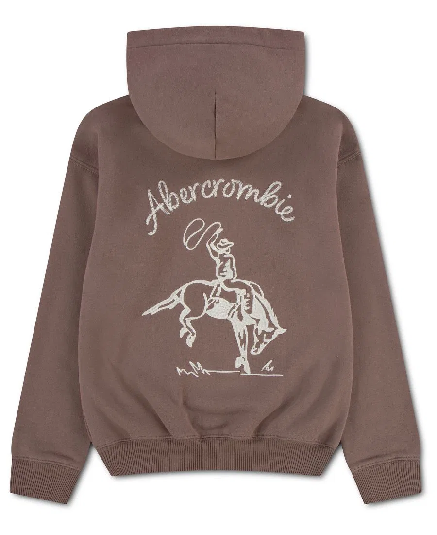 Детский худи с капюшоном с длинным рукавом Saddle Up abercrombie kids, Deep Taupe — фото 2