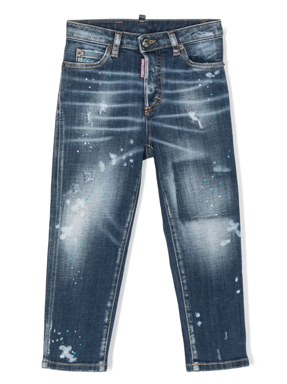 Зауженные джинсы Manat средней посадки Dsquared2 Kids, синий