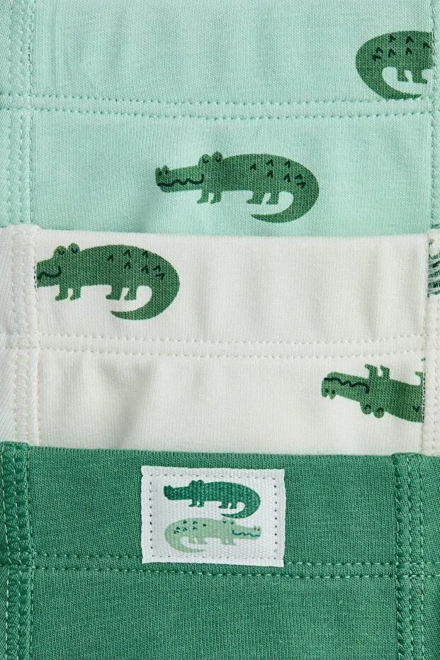 Детские боксеры для мальчиков с принтом 5 шт H&M, Light Green Crocodiles — фото 2