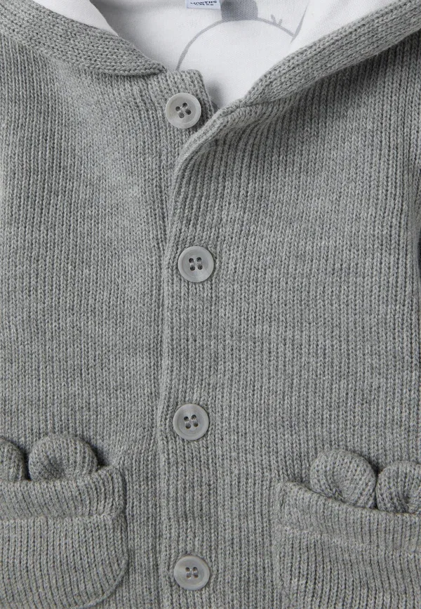 Комплект из кардигана и штанов, маринованный узор, Set with hood and pockets, Ovs, Grey Marl, серый — фото 3