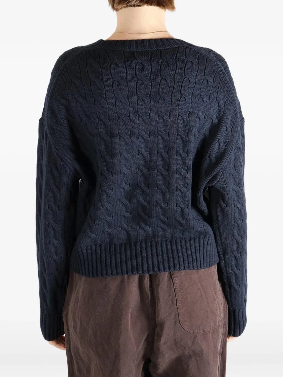 Кашемировый свитер с кабельной вязкой Polo Ralph Lauren, темно-синий — фото 2