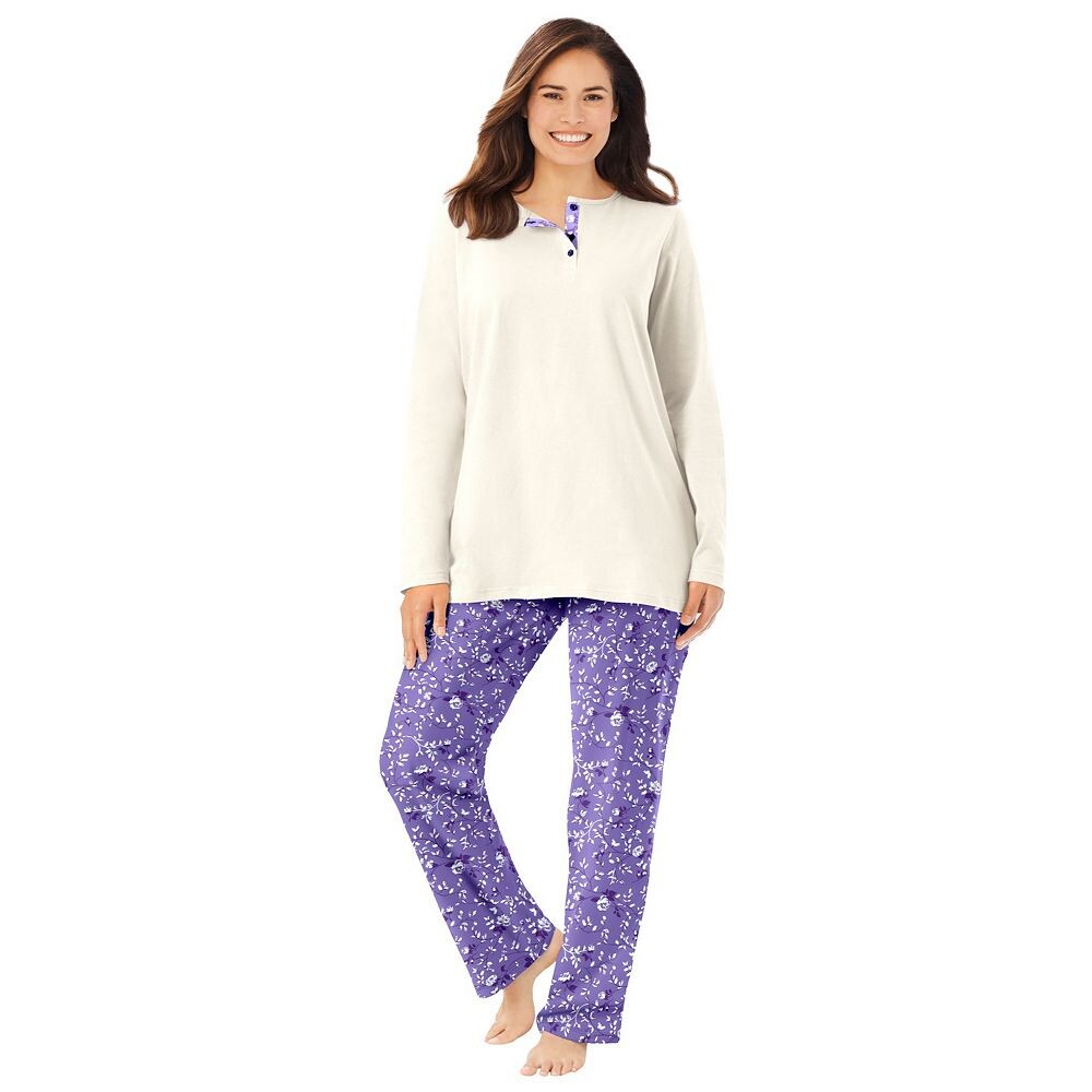 

Женский пижамный комплект Henley размера плюс только самое необходимое Only Necessities, цвет Purple Lily Ivory