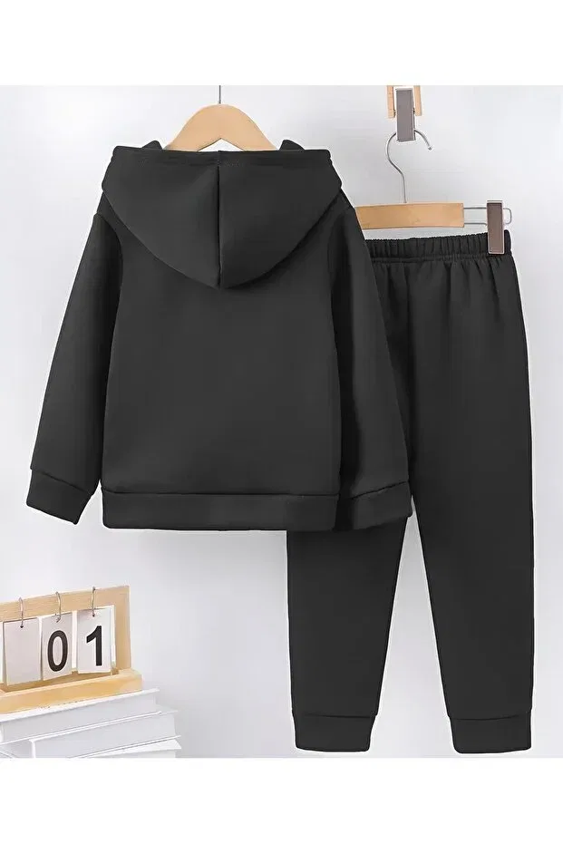 Детский комплект для девочек с принтом Be your self butterfly printed black children's hoodie tracksuit set Bymeer, Siiyah — фото 2