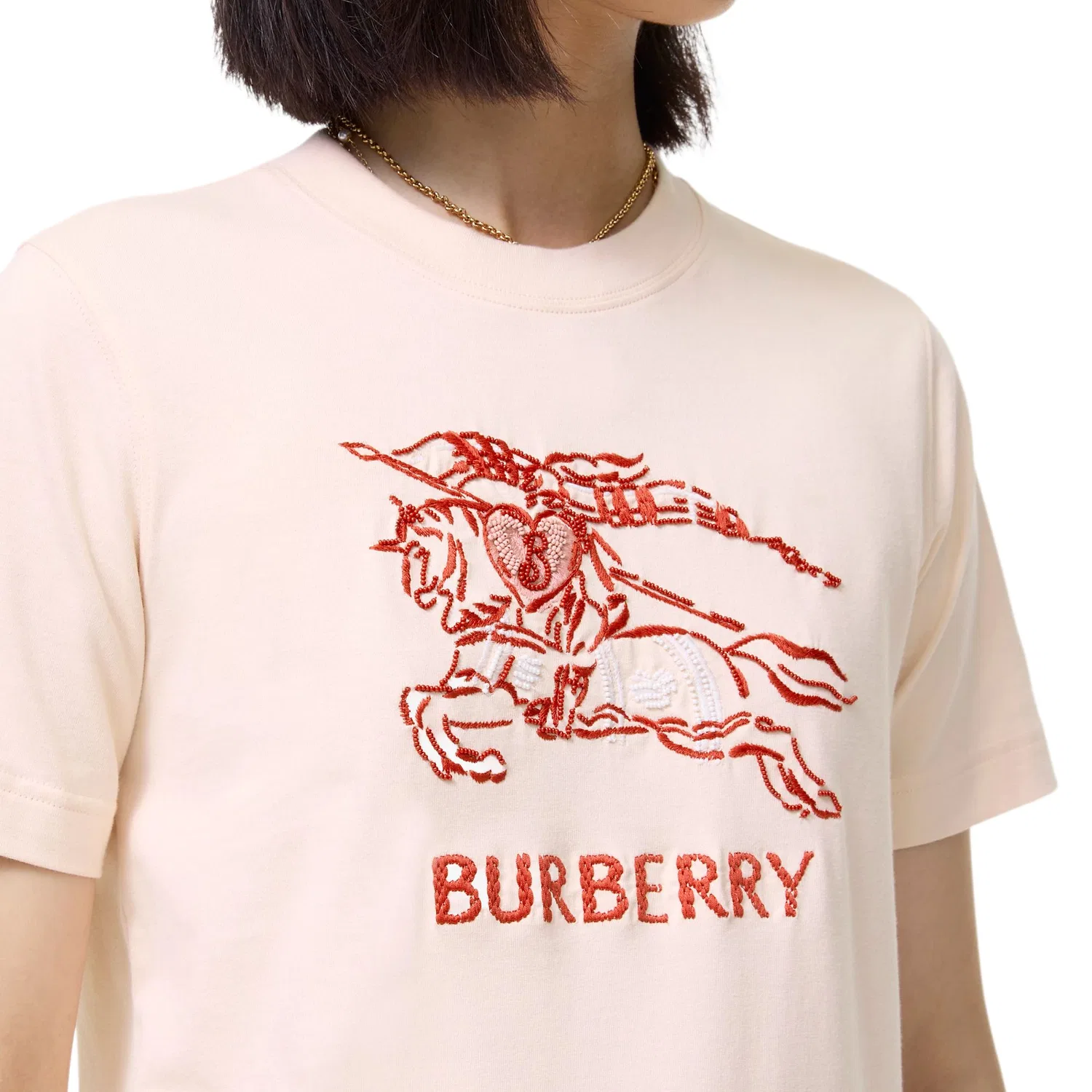 Женское поло Honey Pink с круглым вырезом, средняя посадка, Burberry — фото 4