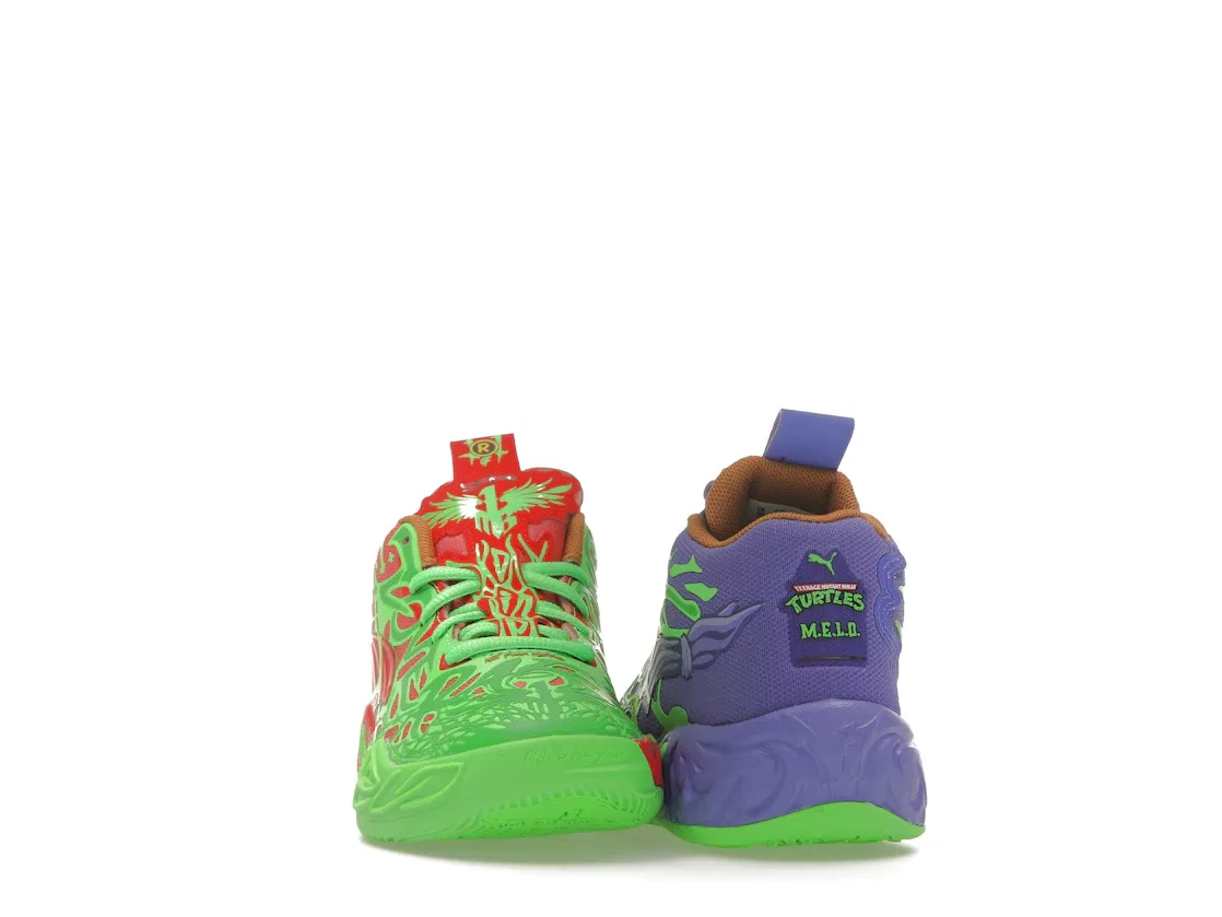 Детские кроссовки для мальчиков с принтом Puma LaMelo Ball MB.04, Fluro Green Pes/Puma Red/Dark Amethyst — фото 2