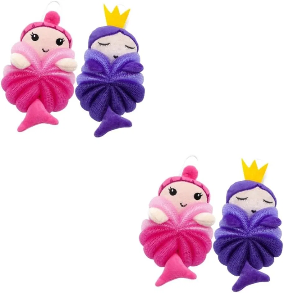 Мочалка для душа детская, 4 шт, Beavorty, Mermaid, 16x9.5x8 см, 244 г, Pink — фото 4
