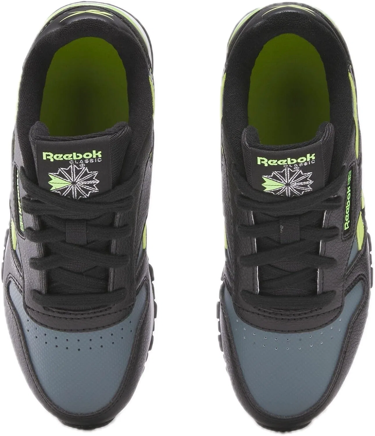 Детские кроссовки для мальчиков Classic Leather Step N' Flash Reebok, Black/Grey/Digital Lime — фото 4