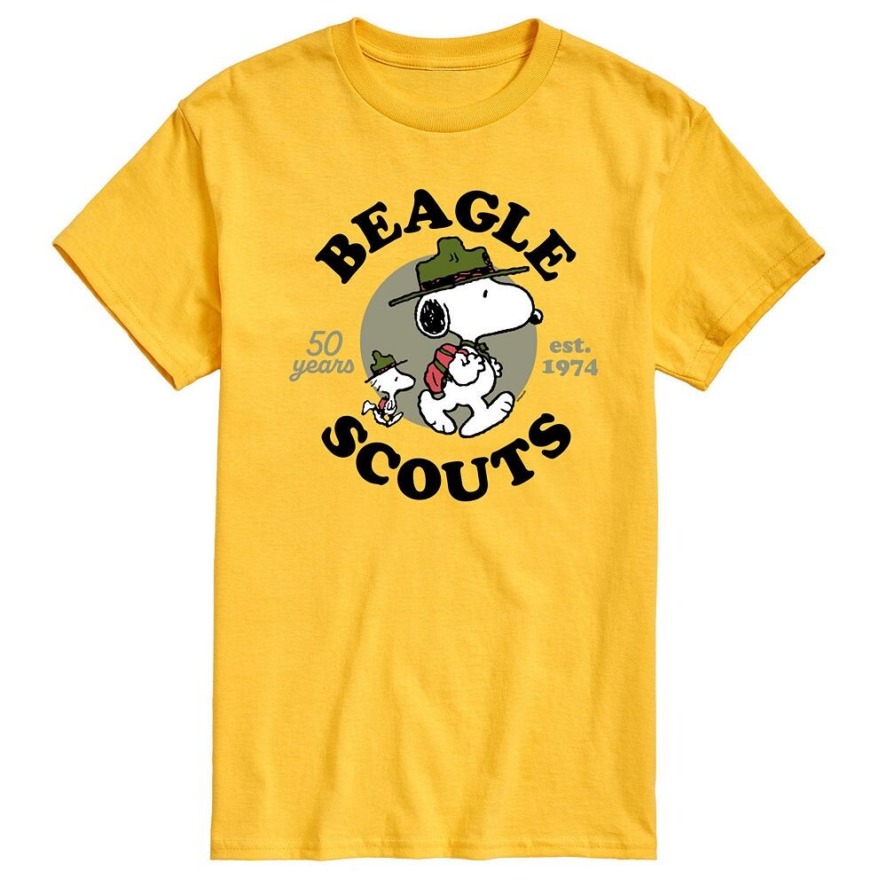 

Мужская футболка с рисунком Peanuts Beagle Scout Snoopy Woodstock Licensed Character, желтый