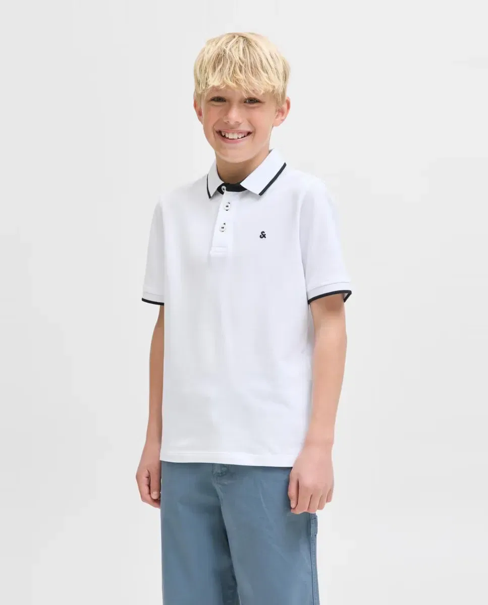 Детское поло для мальчиков из пике Jack & Jones, Blanco