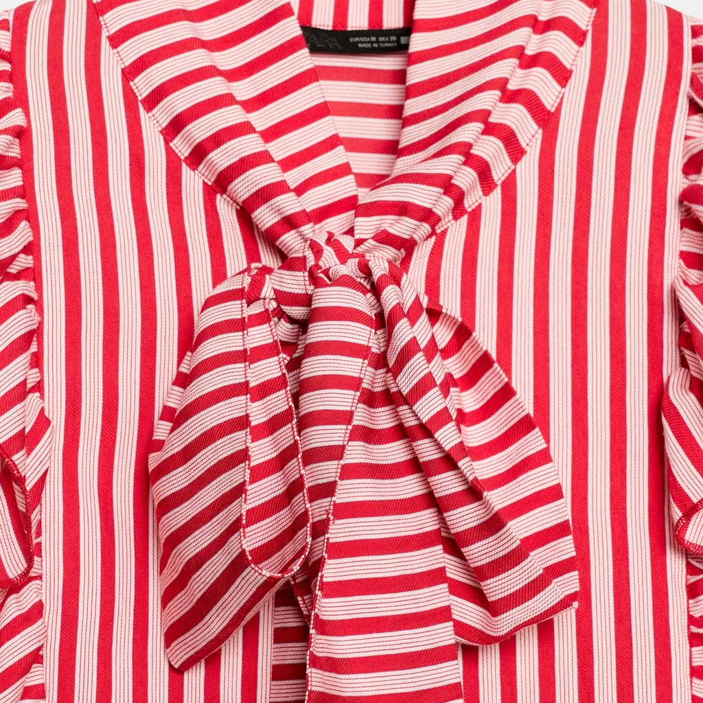 Женская рубашка с воротником-стойкой White/Red ZARA, Белый/Красный — фото 4