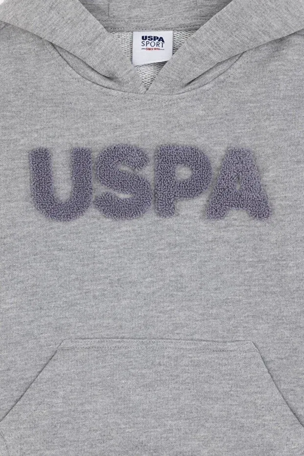 Детские свитшот для мальчиков с капюшоном U.S. Polo Assn., Gray Melange — фото 3