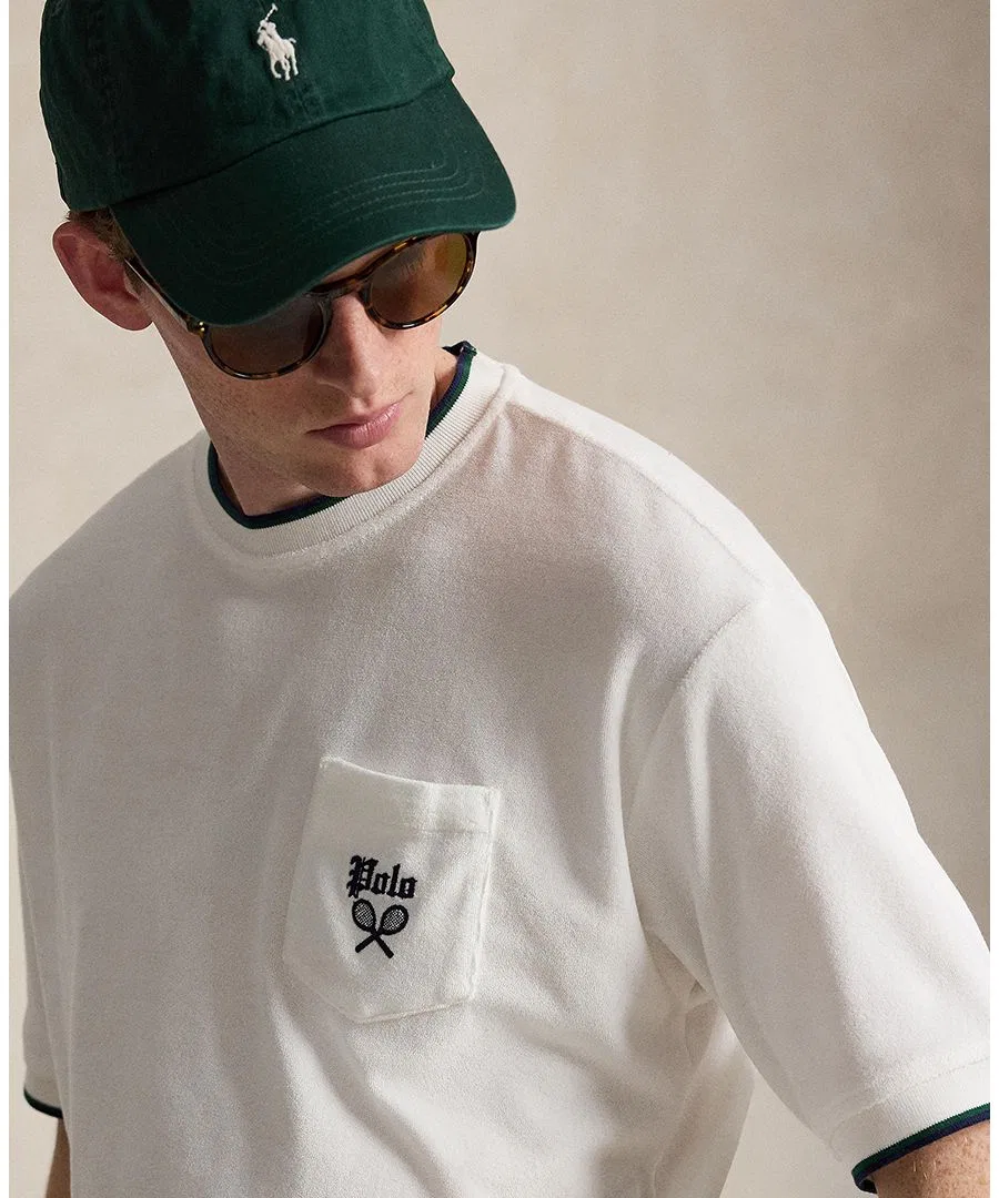 Футболка с коротким рукавом из махровой ткани с вышивкой Polo Ralph Lauren, White — фото 3