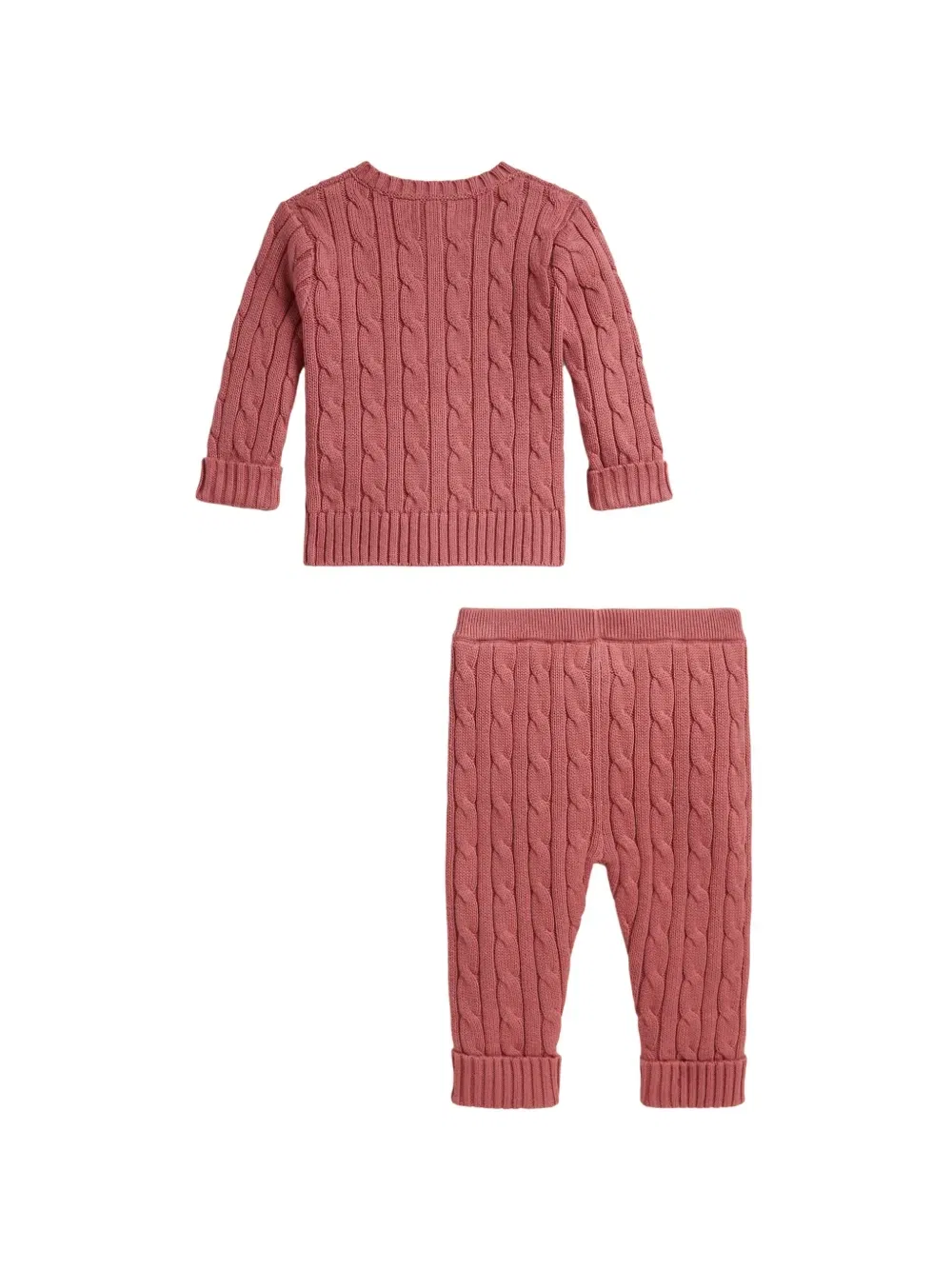 Комплект с брюками фактурной вязки Polo Ralph Lauren Kids, розовый — фото 2