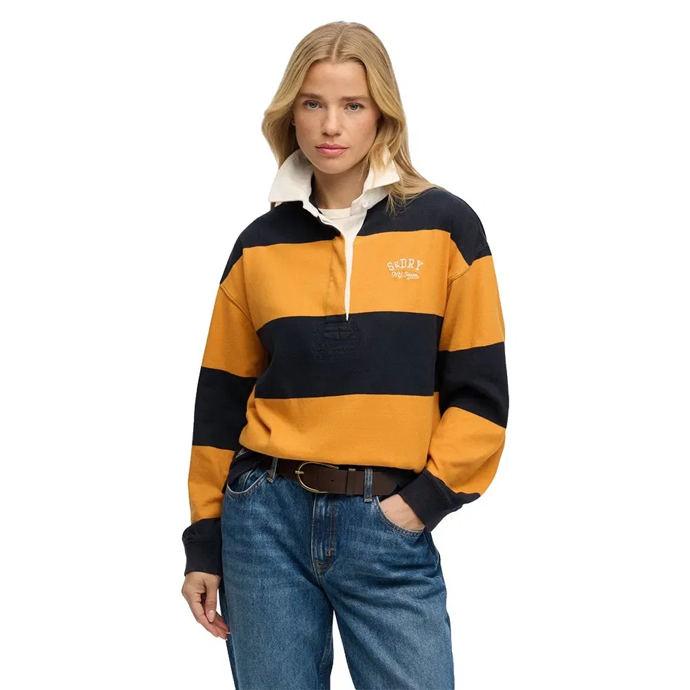 Лонгслив поло с полоской Superdry Heritage Stripe Rugby, желтый