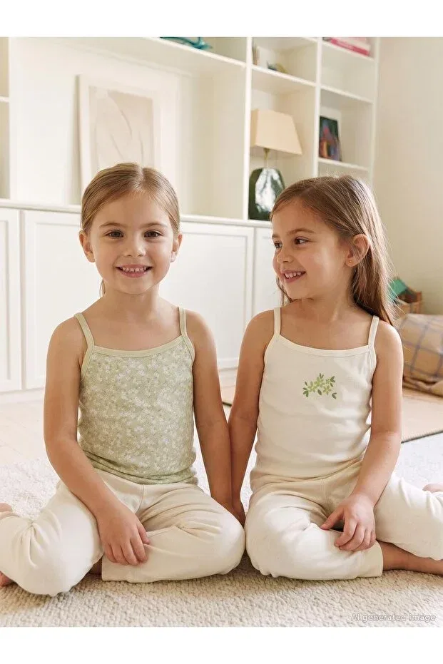 Детский комплект маек для девочек Floral 2-piece undershirt with bow accessories Civil Girls, Standard