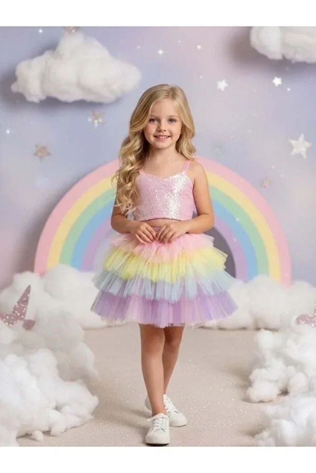 Детское вечернее платье для девочек с пайетками Zekids, Colored — фото 3