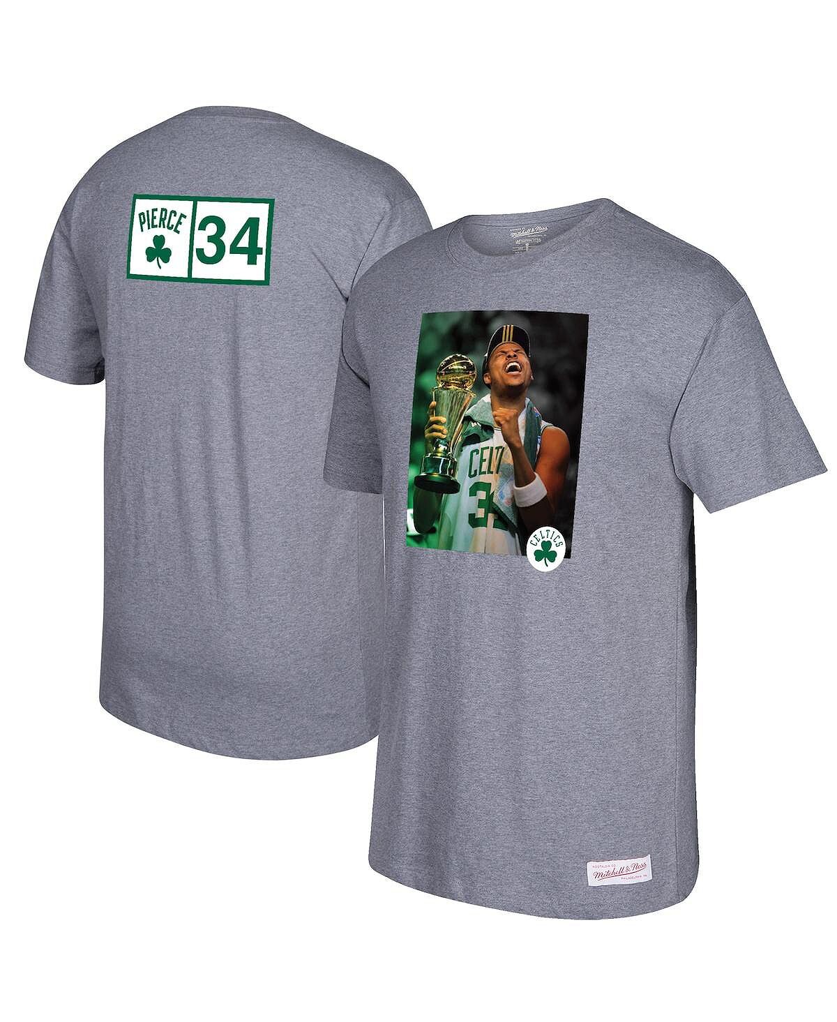 

Мужская футболка с графическим принтом paul pierce boston celtics grey Mitchell & Ness, серый