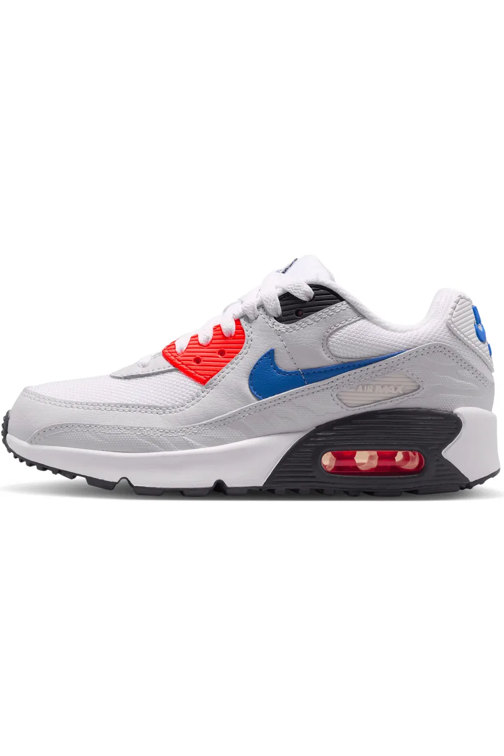 Кроссовки детские на шнуровке Air Max 90 SE Nike, White/Photon Dust/Crimson — фото 2
