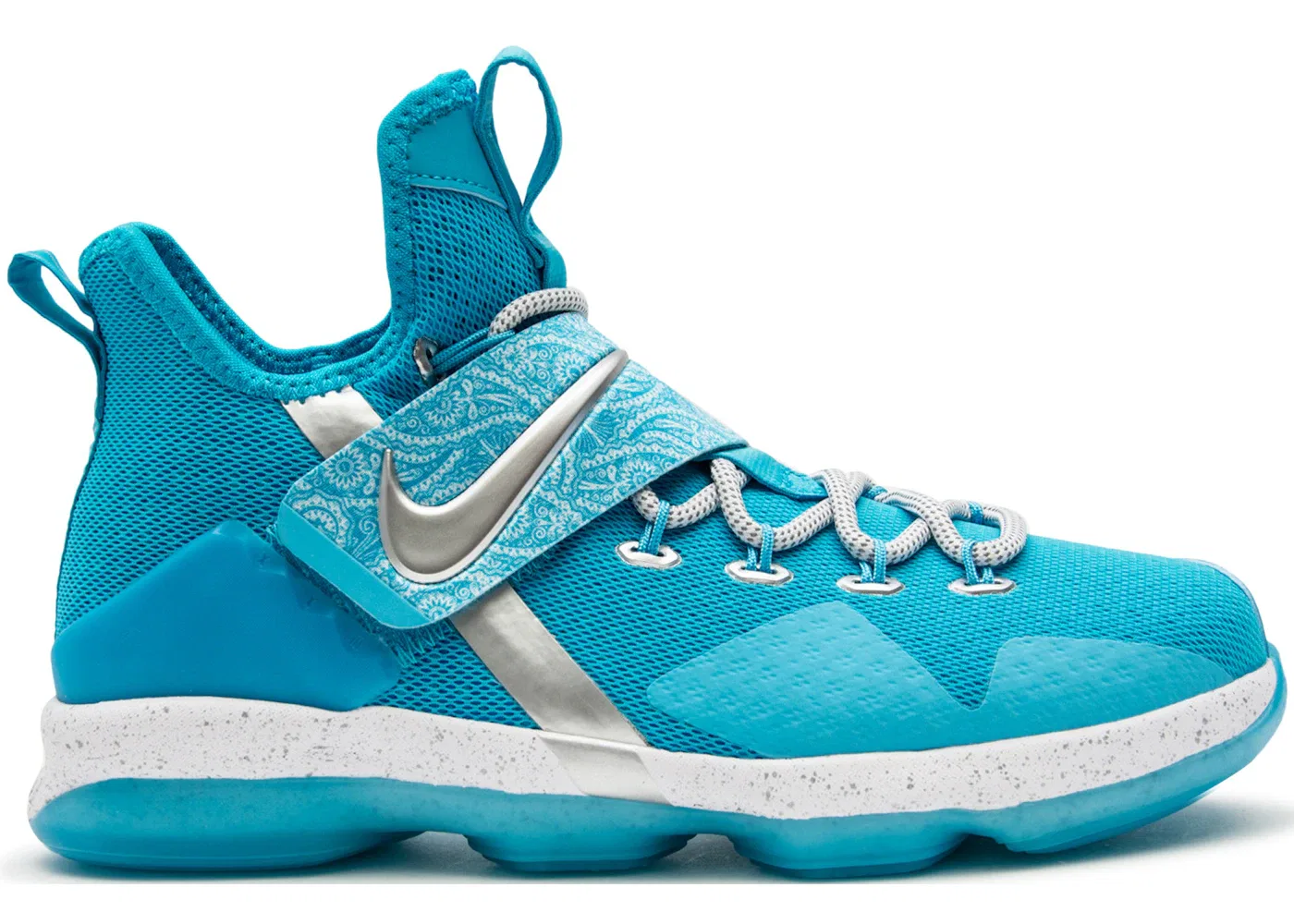 Детские кроссовки для мальчиков с дизайном Ric Flair Nike LeBron 14, Blue Fury/Metallic Silver-Equator Blue
