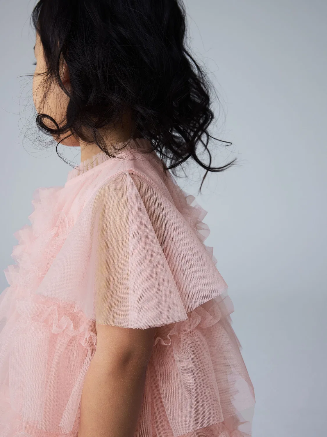 Платье с воланами из сетки, модель Frill Mesh smALLSAINTS, светло-розовый — фото 4